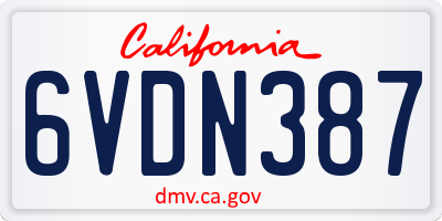 CA license plate 6VDN387