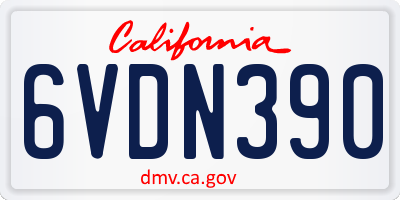 CA license plate 6VDN390