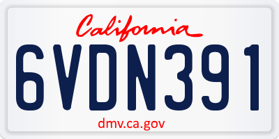CA license plate 6VDN391