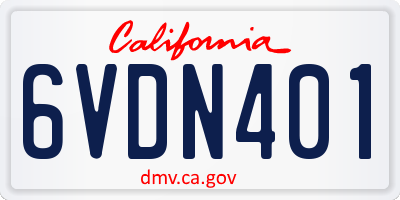 CA license plate 6VDN401