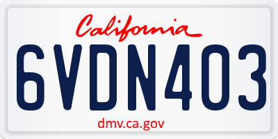 CA license plate 6VDN403
