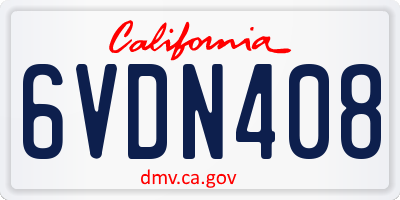 CA license plate 6VDN408