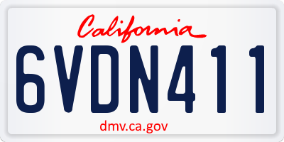 CA license plate 6VDN411