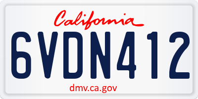 CA license plate 6VDN412