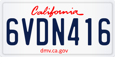 CA license plate 6VDN416