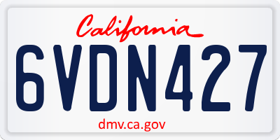 CA license plate 6VDN427