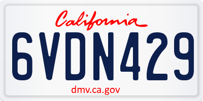 CA license plate 6VDN429