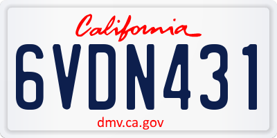 CA license plate 6VDN431