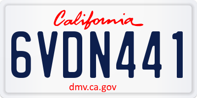 CA license plate 6VDN441