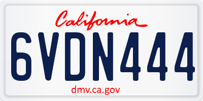 CA license plate 6VDN444