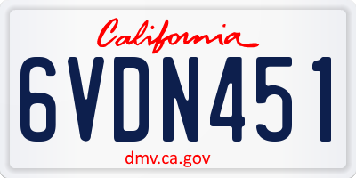 CA license plate 6VDN451