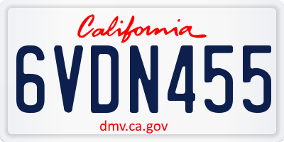 CA license plate 6VDN455