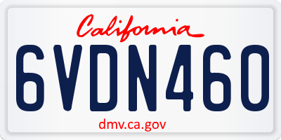 CA license plate 6VDN460