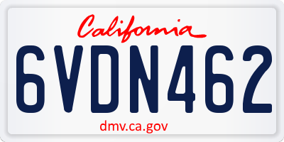 CA license plate 6VDN462