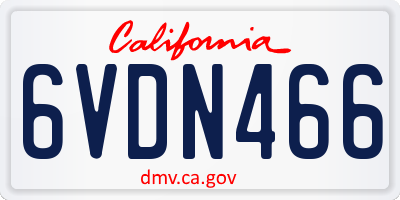CA license plate 6VDN466