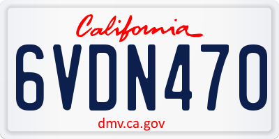 CA license plate 6VDN470