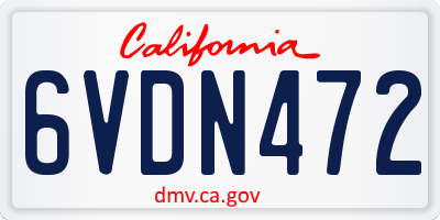 CA license plate 6VDN472