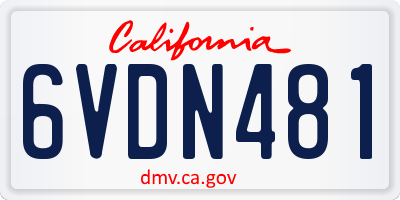 CA license plate 6VDN481