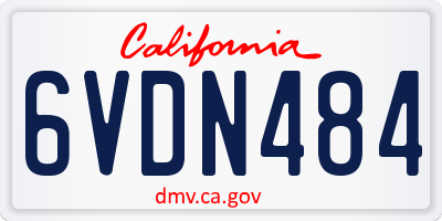 CA license plate 6VDN484