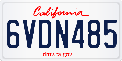CA license plate 6VDN485