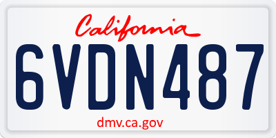 CA license plate 6VDN487