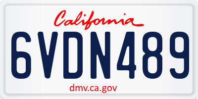 CA license plate 6VDN489
