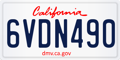 CA license plate 6VDN490