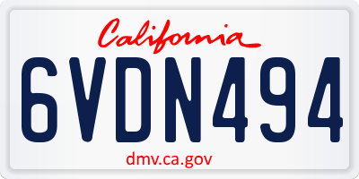 CA license plate 6VDN494