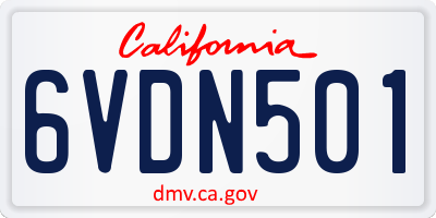 CA license plate 6VDN501