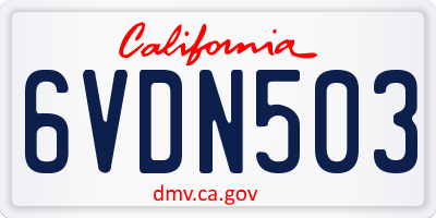 CA license plate 6VDN503