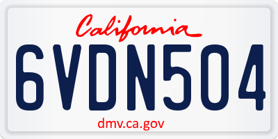 CA license plate 6VDN504