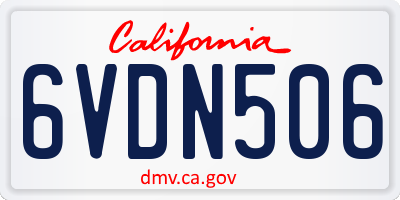 CA license plate 6VDN506
