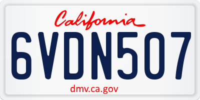 CA license plate 6VDN507