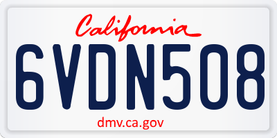 CA license plate 6VDN508