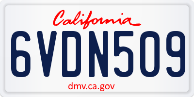 CA license plate 6VDN509