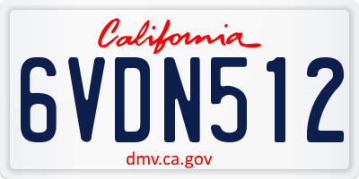 CA license plate 6VDN512