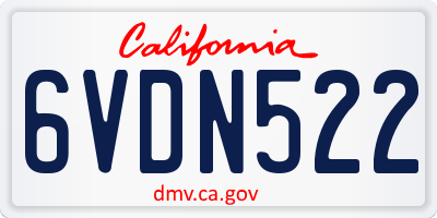 CA license plate 6VDN522