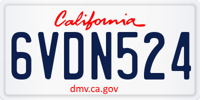CA license plate 6VDN524