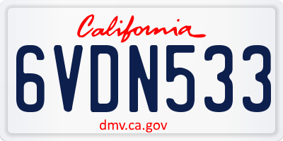 CA license plate 6VDN533