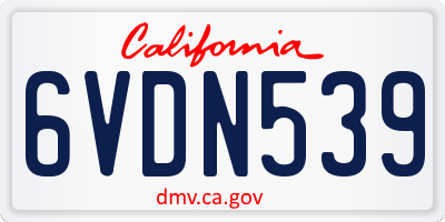 CA license plate 6VDN539