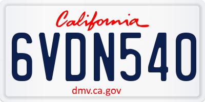 CA license plate 6VDN540