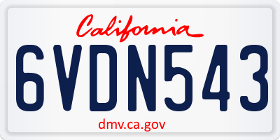 CA license plate 6VDN543