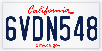 CA license plate 6VDN548