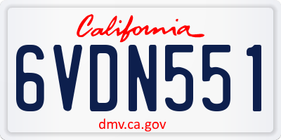 CA license plate 6VDN551