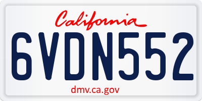 CA license plate 6VDN552