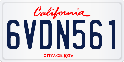 CA license plate 6VDN561