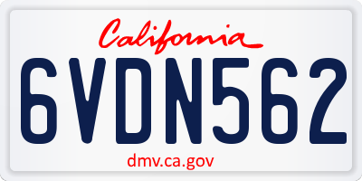 CA license plate 6VDN562