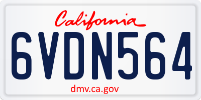 CA license plate 6VDN564