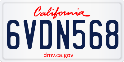 CA license plate 6VDN568