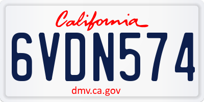 CA license plate 6VDN574